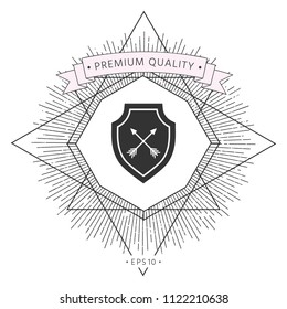 Shield with arrows. Protection icon