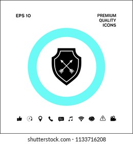 Shield with arrows. Protection icon