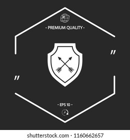 Shield with arrows. Protection icon