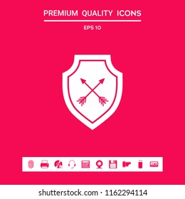 Shield with arrows. Protection icon