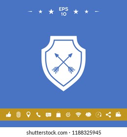 Shield with arrows. Protection icon