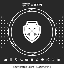 Shield with arrows. Protection icon