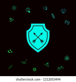 Shield with arrows. Protection icon