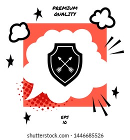 Shield with arrows. Protection icon