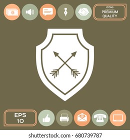 Shield with arrows. Protection icon
