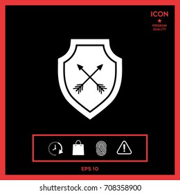 Shield with arrows. Protection icon