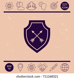 Shield with arrows. Protection icon
