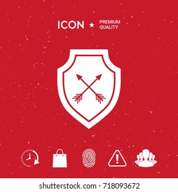 Shield with arrows. Protection icon