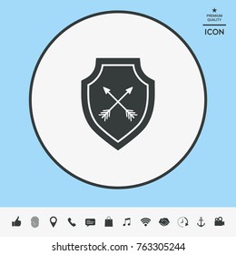Shield with arrows. Protection icon
