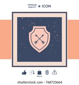 Shield with arrows. Protection icon