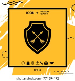 Shield with arrows. Protection icon