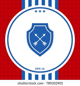 Shield with arrows. Protection icon