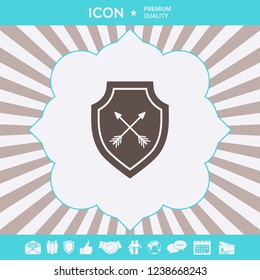 Shield with arrows. Protection icon. Graphic elements for your design