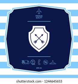 Shield with arrows. Protection icon. Graphic elements for your design