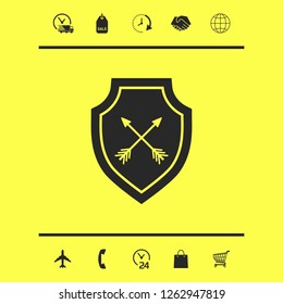 Shield with arrows. Protection icon. Graphic elements for your design