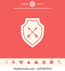 Shield with arrows. Protection icon. Graphic elements for your design