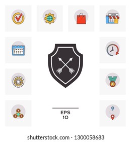 Shield with arrows. Protection icon. Graphic elements for your design