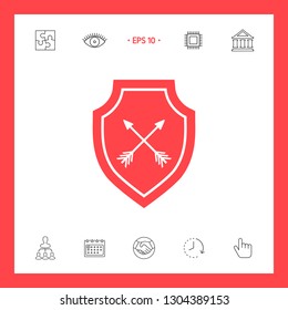 Shield with arrows. Protection icon. Graphic elements for your design