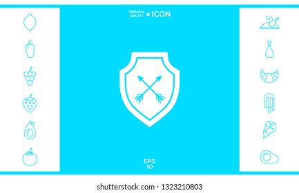 Shield with arrows. Protection icon. Graphic elements for your design