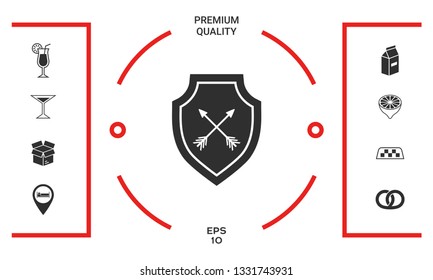 Shield with arrows. Protection icon. Graphic elements for your design