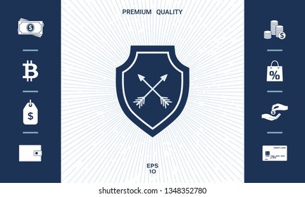 Shield with arrows. Protection icon. Graphic elements for your design