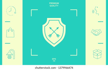 Shield with arrows. Protection icon. Graphic elements for your design