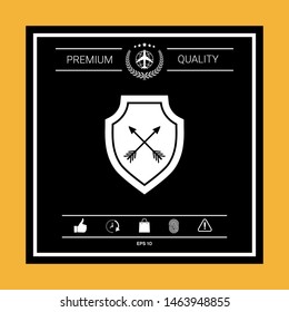 Shield with arrows. Protection icon. Graphic elements for your design