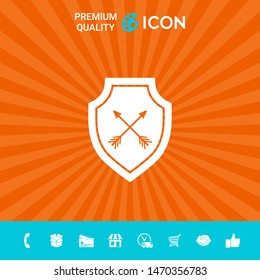 Shield with arrows. Protection icon. Graphic elements for your design