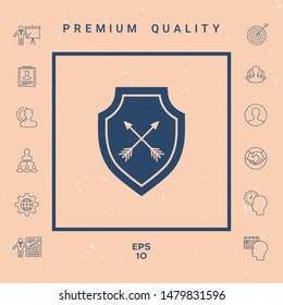 Shield with arrows. Protection icon. Graphic elements for your design