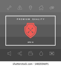 Shield with arrows. Protection icon. Graphic elements for your design