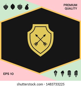 Shield with arrows. Protection icon. Graphic elements for your design