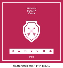 Shield with arrows. Protection icon. Graphic elements for your design