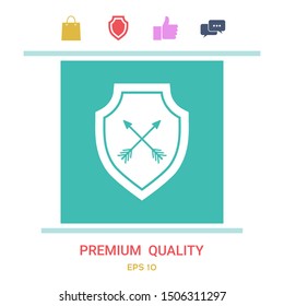 Shield with arrows. Protection icon. Graphic elements for your design
