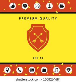 Shield with arrows. Protection icon. Graphic elements for your design