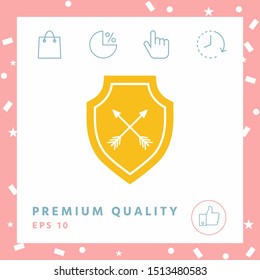 Shield with arrows. Protection icon. Graphic elements for your design