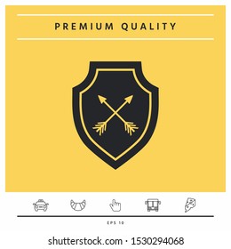 Shield with arrows. Protection icon. Graphic elements for your design