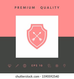 Shield with arrows. Protection icon. Graphic elements for your design
