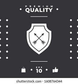 Shield with arrows. Protection icon. Graphic elements for your design