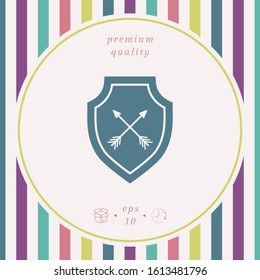 Shield with arrows. Protection icon. Graphic elements for your design
