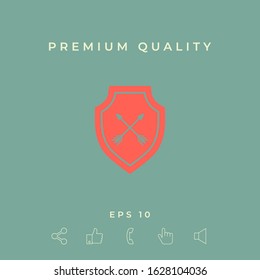 Shield with arrows. Protection icon. Graphic elements for your design