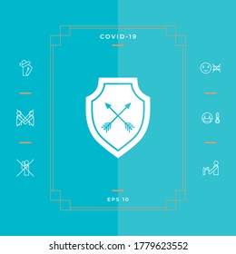Shield with arrows. Protection icon. Graphic elements for your design
