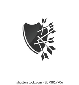 Icono de plantilla de la ilustración de seguridad de protección de flechas de escudo