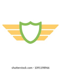 
Shield award, flat icon winged award
