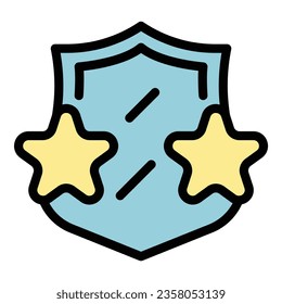Shield award icon outline vector. Trophy cup. Success win color flat