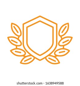 shield award price with leafs vector illustration design