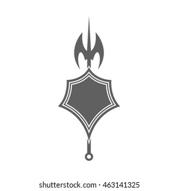 Shield and axe icon on a white background
