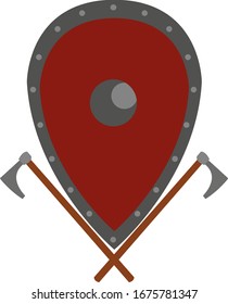 Escudo con ejes, ilustración, vector sobre fondo blanco.