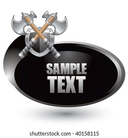 shield and axes on silver swoosh