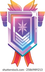 Shield badge achievements with ribbon
