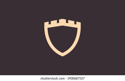 shield or badge with castle simple vintage logo symbol icon vector graphic design 